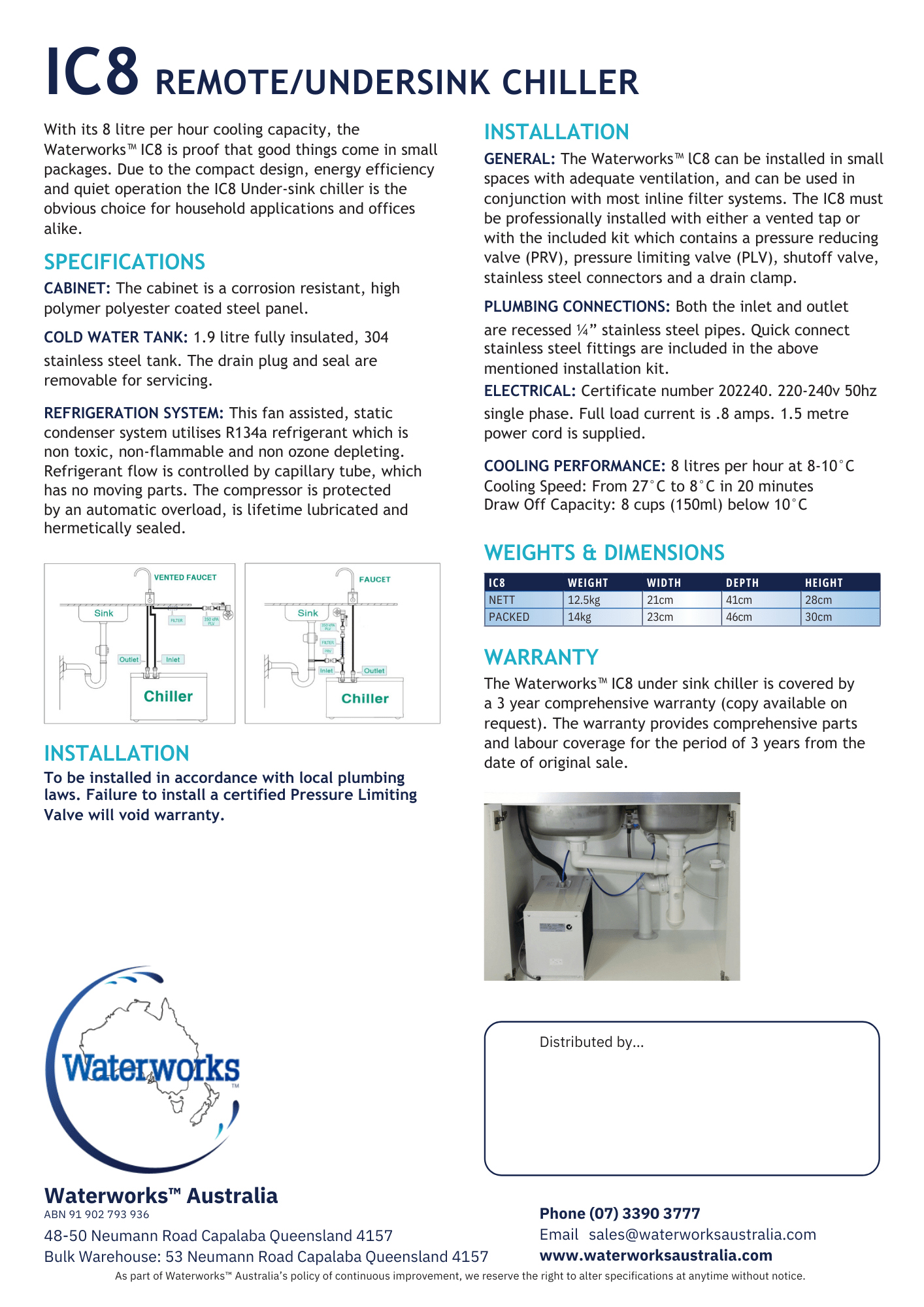 WATERWORKS™ - IC8 Under-sink or Remote Chiller