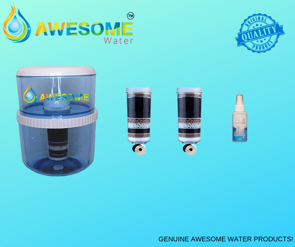 AWESOME WATER® FILTER - Elite Premium Filter, 2 Pack + Elite 20L Bottle Upgrade Kit & COOLER LOVERS Cleaning Spray