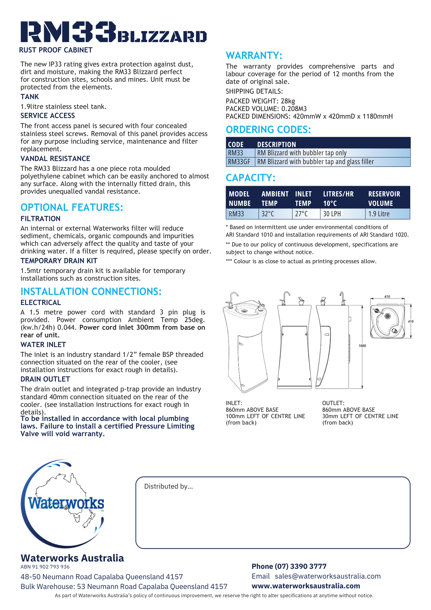 WATERWORKS™ - RM33GF Blizzard with Bubbler & Glass Filler