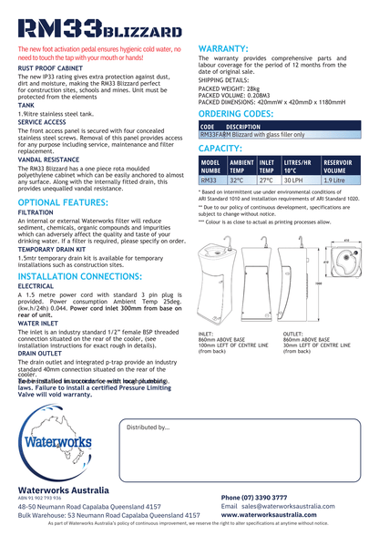 WATERWORKS™ - RM33FA Blizzard with Foot Activated Glass Filler