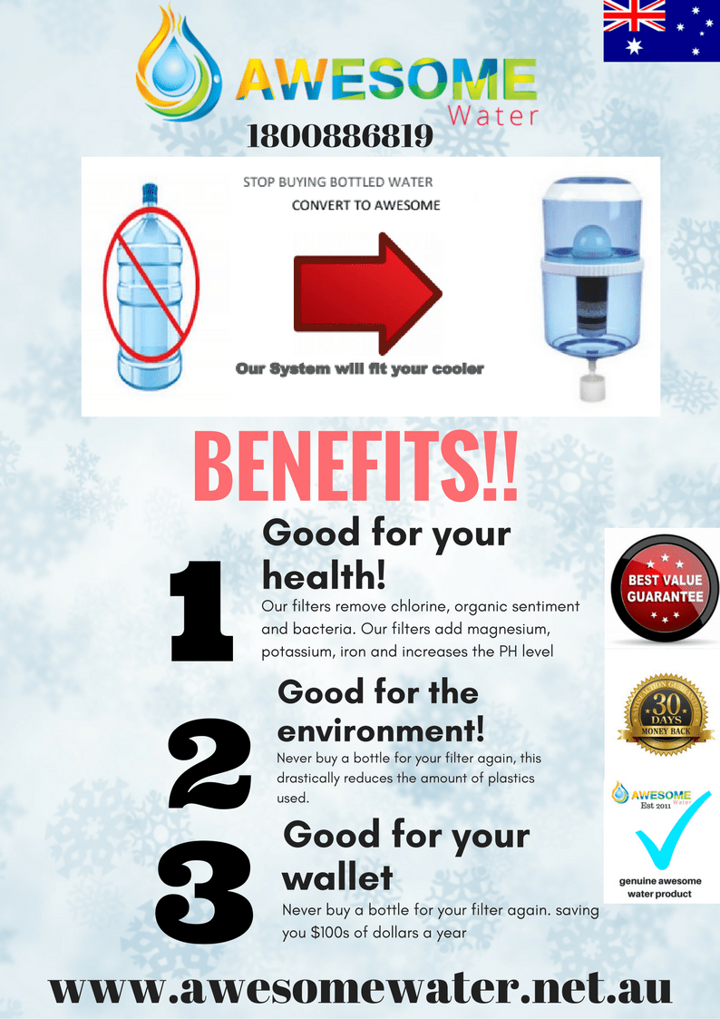 AWESOME WATER® FILTER - Elite Premium Filter, Buy 3 Bundle Pack + Elite 20L Bottle Upgrade Kit & COOLER LOVERS Cleaning Spray