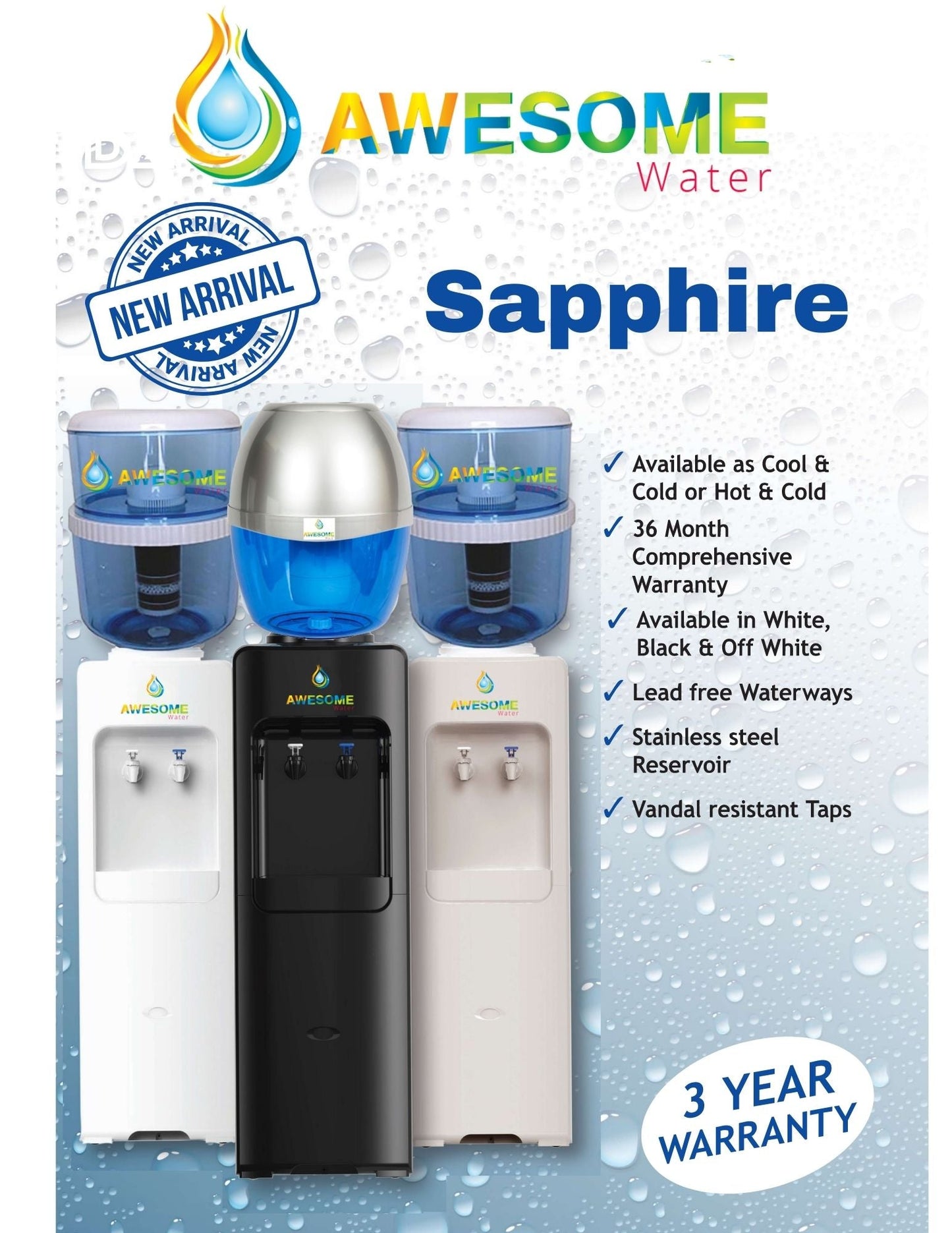 AWESOME WATER® - SAPPHIRE - FLOOR STANDING WATER DISPENSER